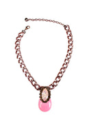Colar Zafira vintage com pingente de gota rosa