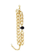 Pulseira Vicenza de elos dourado com pedra preta
