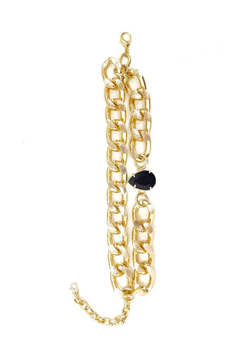 Pulseira Vicenza de elos dourado com pedra preta