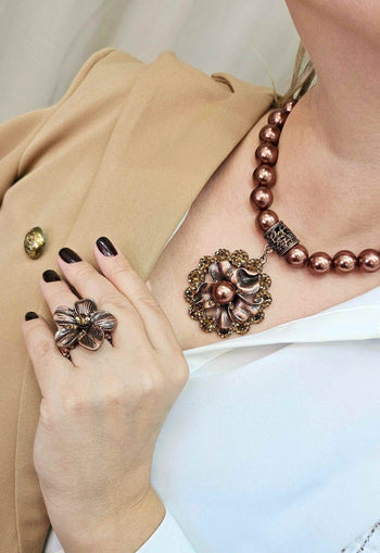 Anel Embeleze de flor vintage