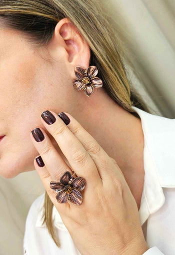 Anel Embeleze de flor vintage