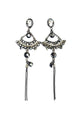 Brinco Gigi onix com pedras cristais e hematite e franjas grafite