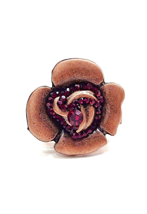 Anel de flor Cecília vermelho vintage