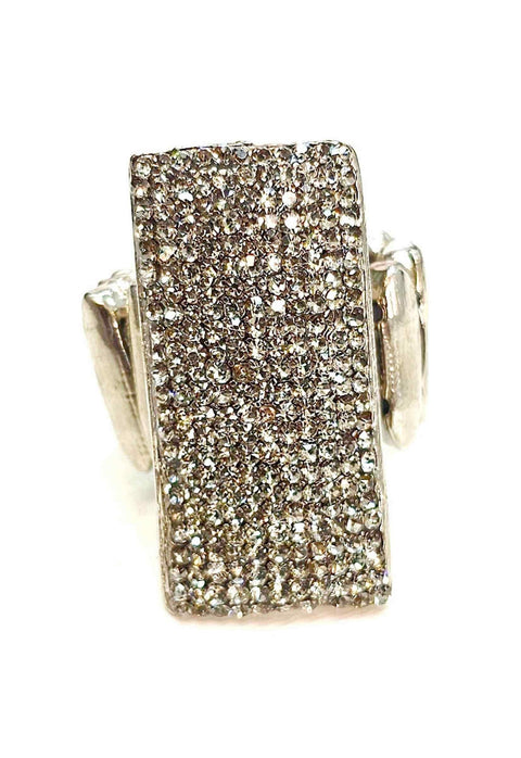 Anel Rebeca prata com pedras black diamond