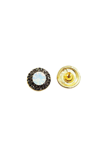 Brinco Vick Nobreza com pedras opal e black diamond banhado no dourado