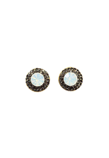 Brinco Vick Nobreza com pedras opal e black diamond banhado no dourado