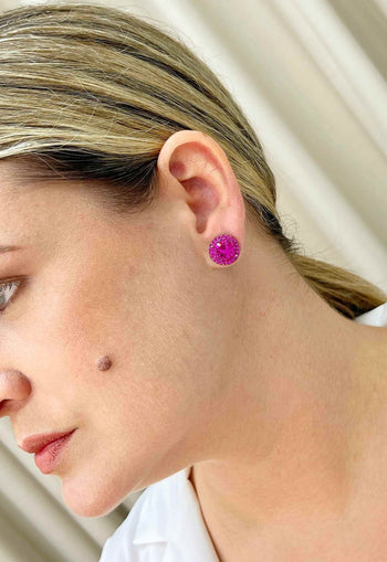 Brinco Vick fucshia banhado no vintage