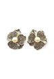 Brinco Derli de flor prata com perolas e pedras black diamond