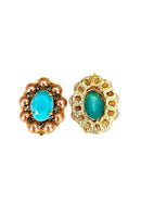 Brinco Donatela luxuoso com pedra azul e black diamond banhado no dourado