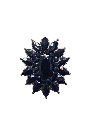 Anel Lorenza black com pedras banhado no onix