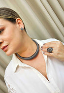 Brinco Vick nil hematite banhado no grafite