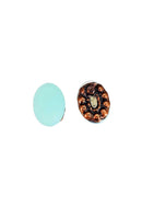 Brinco Cassiopéia com pedras turquesas opal banhado no vintage