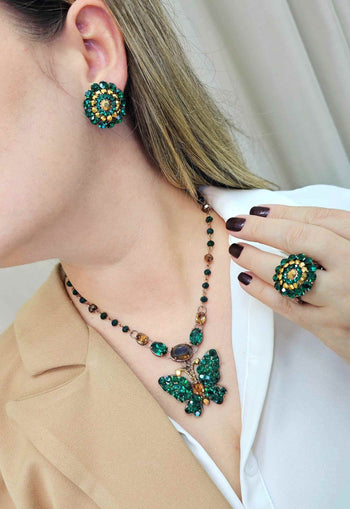 Brinco Graciosa redondo com pedras verdes