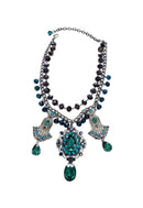Colar Heloara onix com pedras verdes blue zircon e hematite