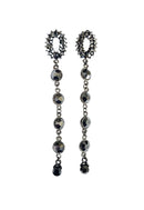 Brinco Luna Belle comprido com pedras hematite