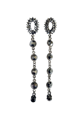 Brinco Luna Belle comprido com pedras hematite