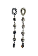 Brinco Luna Belle comprido com pedras hematite