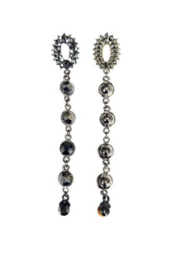 Brinco Luna Belle comprido com pedras hematite