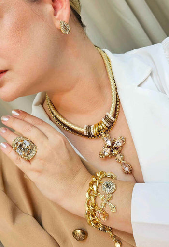 Brinco Esperanza classic de gota com strass peach e black diamond