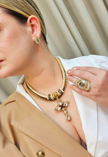 Brinco Esperanza classic de gota com strass peach e black diamond