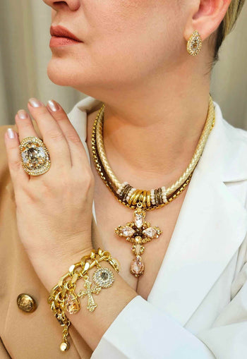 Brinco Esperanza classic de gota com strass peach e black diamond