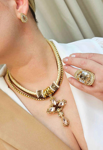 Brinco Esperanza classic de gota com strass peach e black diamond