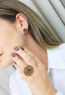 Brinco Vick smoked topaz banhado no dourado