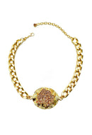 Colar Supreme gold com pingente de strass light colorado topaz no dourado