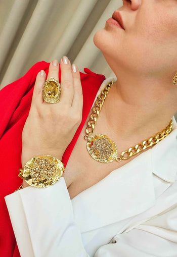 Colar Supreme gold com pingente de strass light colorado topaz no dourado