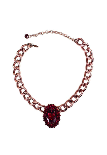 Choker Aurélia Red com pedra oval vermelha e Strass Siam