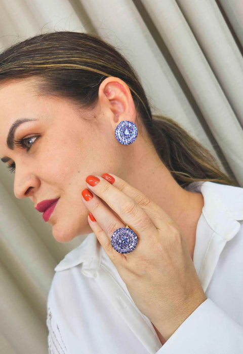 Anel Clarisse lavanda banhado no dourado