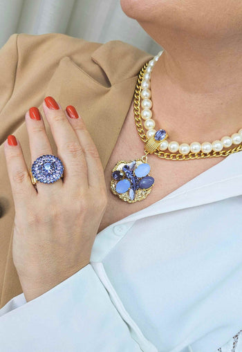 Anel Clarisse lavanda banhado no dourado