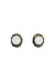Brinco Celestina oval com pedras black diamond e opal banhado no ouro velho