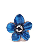 Anel Wanda Vintage de flor esmaltada em azul