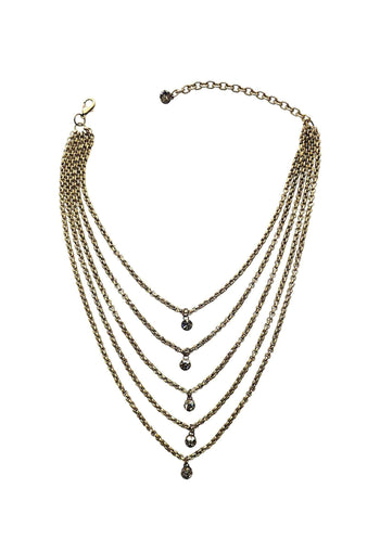 Colar Suzana de veneziana ouro velho e pedras black diamond