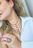 Colar Suzana de veneziana ouro velho e pedras black diamond