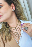 Colar Suzana de veneziana ouro velho e pedras black diamond