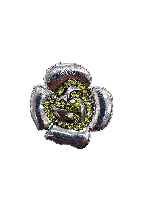 Anel de flor Cecília olivine banhado no onix