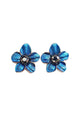 Brinco Wanda Vintage de flor esmaltada em azul
