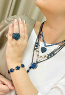 Pulseira Anastasia com pedras azul montana