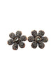 Brinco Avelina de flor com strass hematite banhado no vintage
