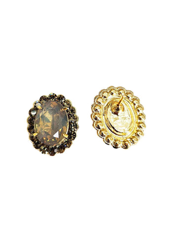 Brinco Imperatriz com pedras black diamond banhado no dourado