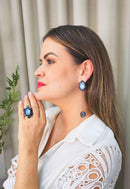 Anel Oriane de pedras azuis banhado no vintage