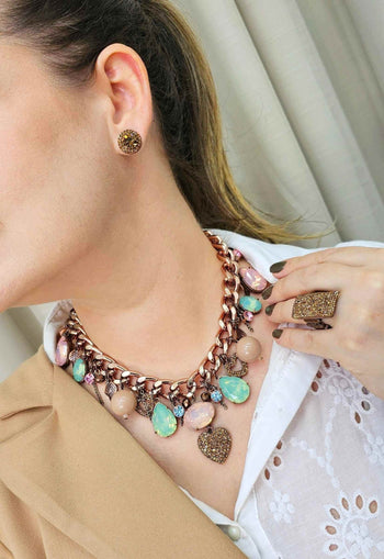 Brinco Vick Serafina com strass smoked vintage