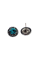 Brinco Vick Heloara onix com pedras blue zircon e hematite