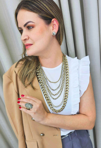 Colar Ebano ouro velho de correntarias banhadas