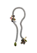 Colar Diamanta de corrente onix com pedras verdes longo