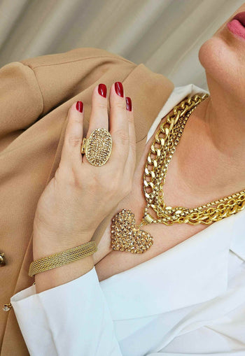 Maxi colar Valentina gold com pingente de coração dourado