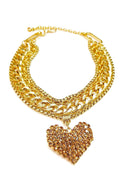 Maxi colar Valentina gold com pingente de coração dourado