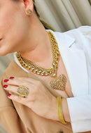 Maxi colar Valentina gold com pingente de coração dourado